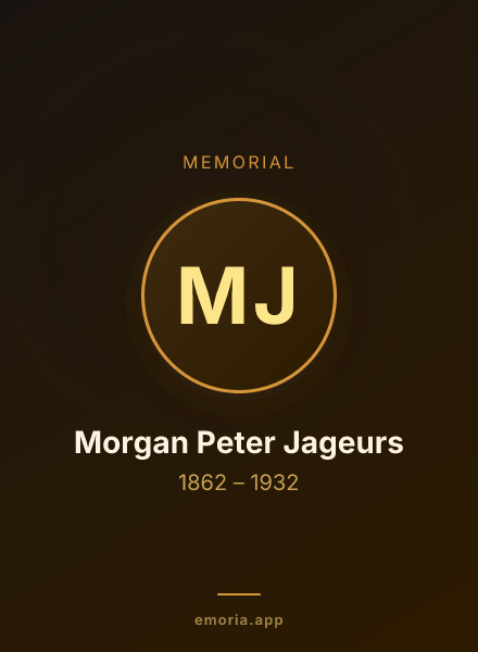 Memorial portrait of Morgan Peter Jageurs
