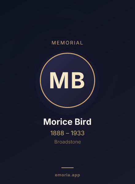 Memorial portrait of Morice Bird