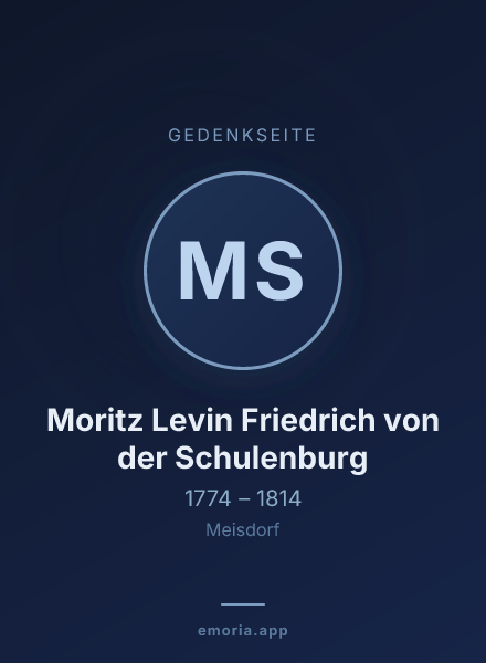 Gedenkportrait von Moritz Levin Friedrich von der Schulenburg