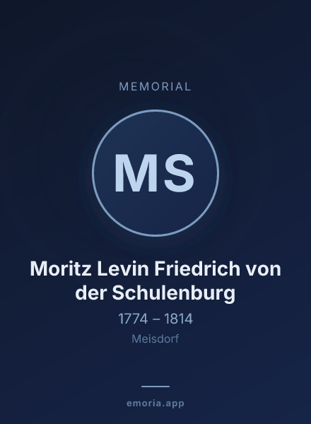 Memorial portrait of Moritz Levin Friedrich von der Schulenburg