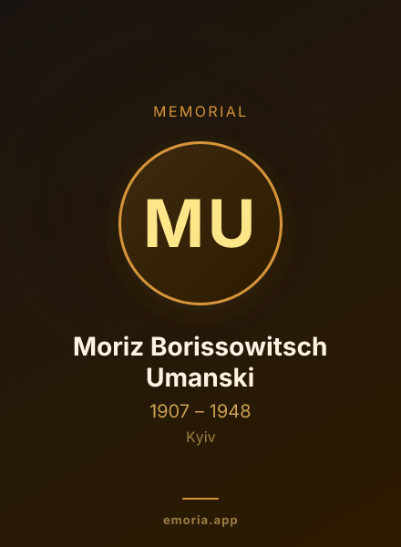 Memorial portrait of Moriz Borissowitsch Umanski