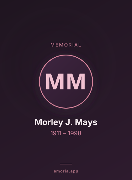 Memorial portrait of Morley J. Mays