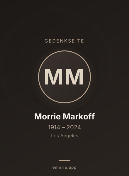 Gedenkportrait von Morrie Markoff