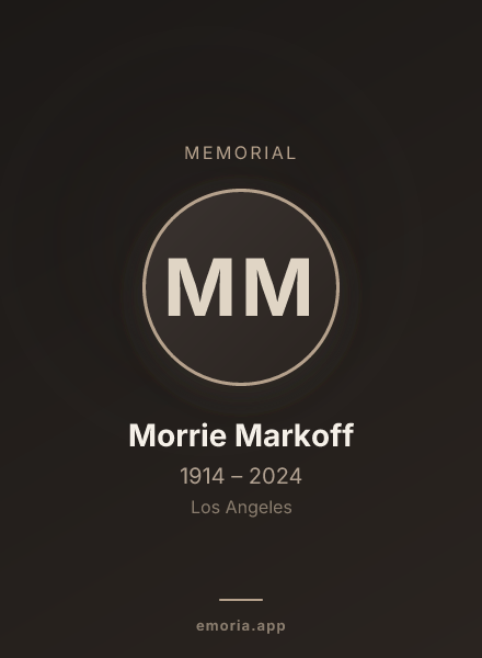 Memorial portrait of Morrie Markoff