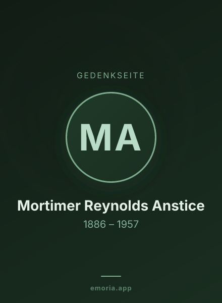 Gedenkportrait von Mortimer Reynolds Anstice