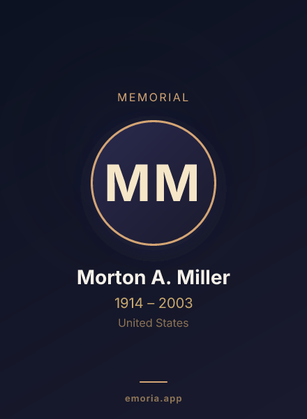 Memorial portrait of Morton A. Miller