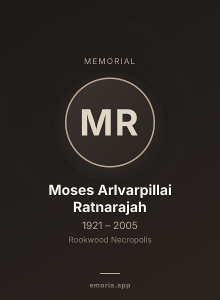 Memorial portrait of Moses Arlvarpillai Ratnarajah