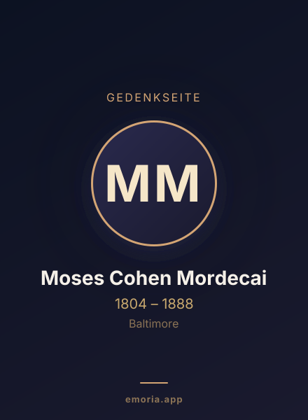 Gedenkportrait von Moses Cohen Mordecai