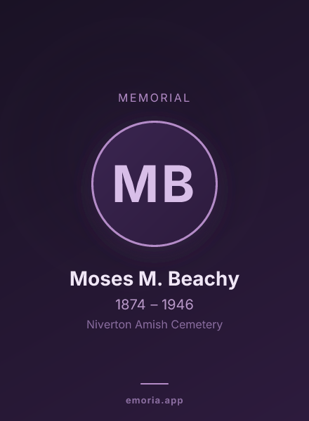 Memorial portrait of Moses M. Beachy