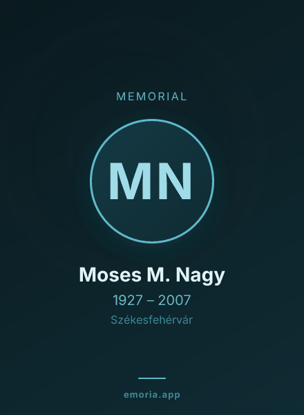 Memorial portrait of Moses M. Nagy