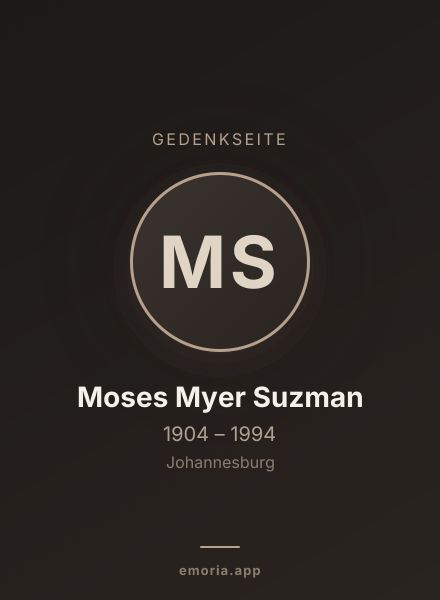Gedenkportrait von Moses Myer Suzman