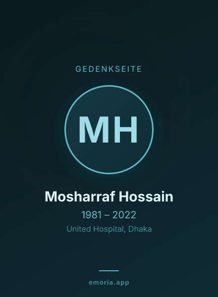 Gedenkportrait von Mosharraf Hossain