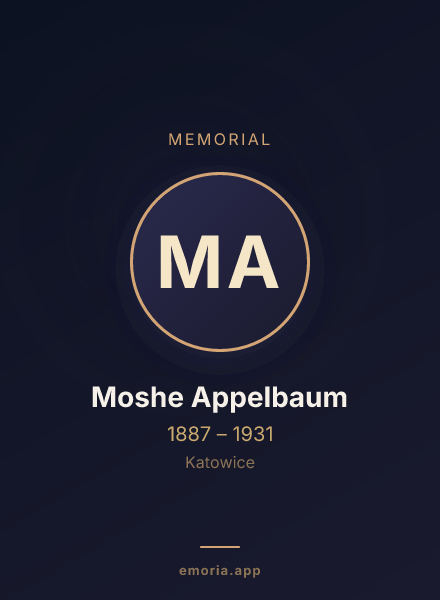 Memorial portrait of Moshe Appelbaum