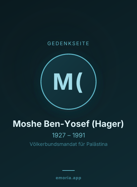Gedenkportrait von Moshe Ben-Yosef (Hager)