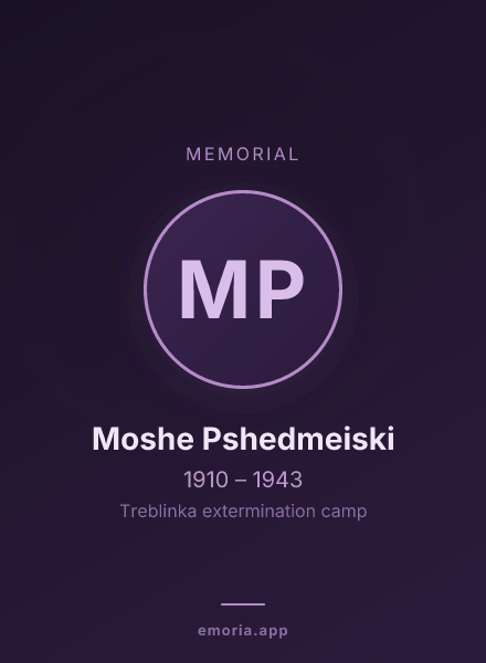 Memorial portrait of Moshe Pshedmeiski