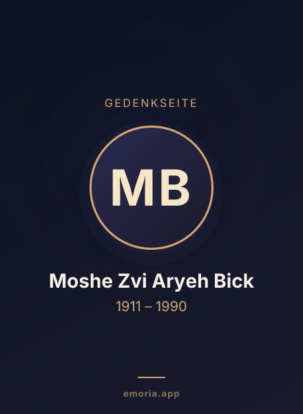 Gedenkportrait von Moshe Zvi Aryeh Bick