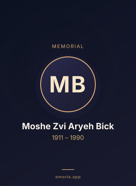 Memorial portrait of Moshe Zvi Aryeh Bick