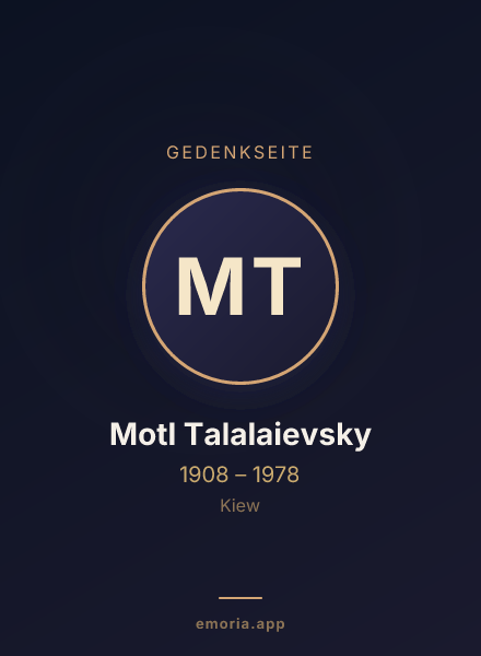 Gedenkportrait von Motl Talalaievsky