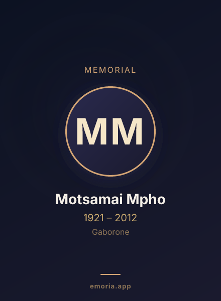 Memorial portrait of Motsamai Mpho