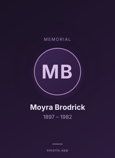 Memorial portrait of Moyra Brodrick