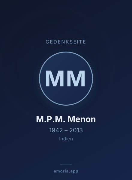 Gedenkportrait von M.P.M. Menon