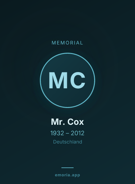 Memorial portrait of Mr. Cox