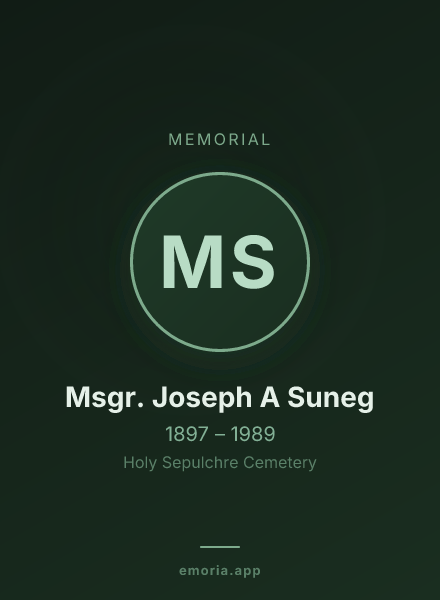 Memorial portrait of Msgr. Joseph A Suneg
