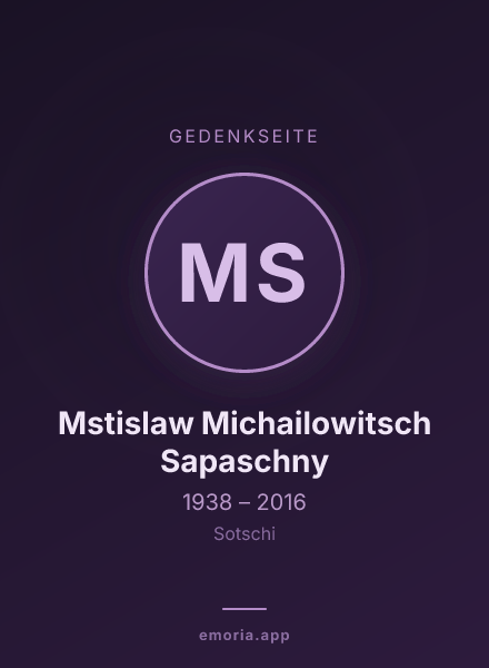 Gedenkportrait von Mstislaw Michailowitsch Sapaschny