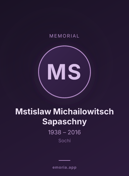 Memorial portrait of Mstislaw Michailowitsch Sapaschny
