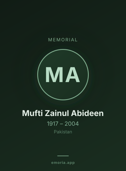 Memorial portrait of Mufti Zainul Abideen