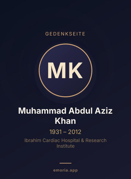 Gedenkportrait von Muhammad Abdul Aziz Khan