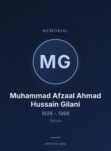 Memorial portrait of Muhammad Afzaal Ahmad Hussain Gilani
