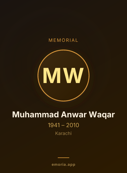 Memorial portrait of Muhammad Anwar Waqar