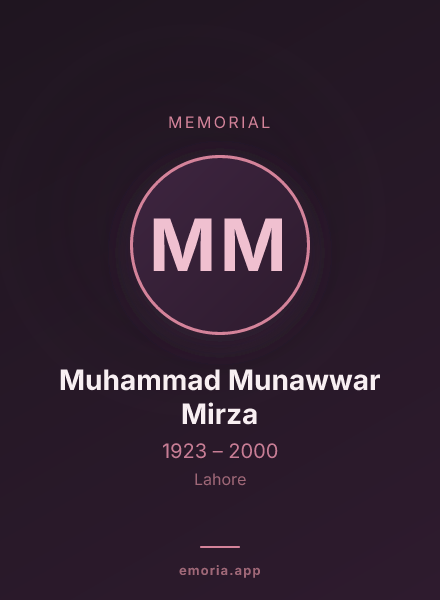 Memorial portrait of Muhammad Munawwar Mirza
