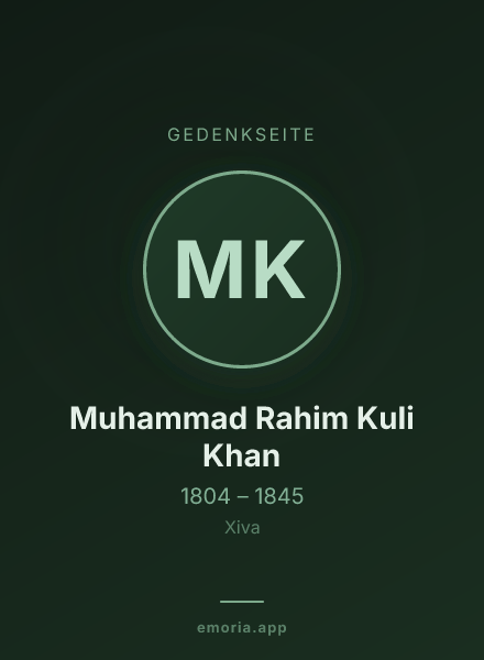 Gedenkportrait von Muhammad Rahim Kuli Khan