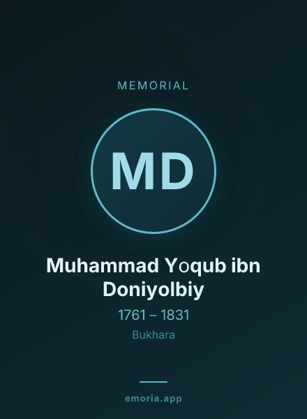 Memorial portrait of Muhammad Yоqub ibn Doniyolbiy