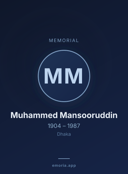 Memorial portrait of Muhammed Mansooruddin