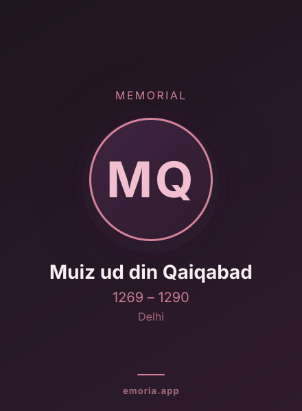 Memorial portrait of Muiz ud din Qaiqabad