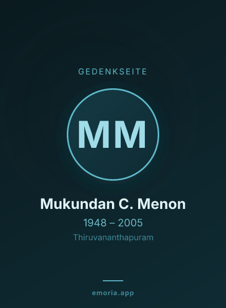 Gedenkportrait von Mukundan C. Menon
