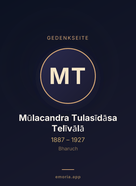 Gedenkportrait von Mūlacandra Tulasīdāsa Telīvālā