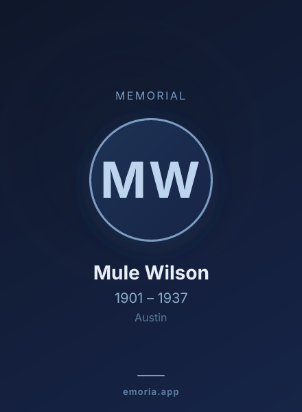 Memorial portrait of Mule Wilson