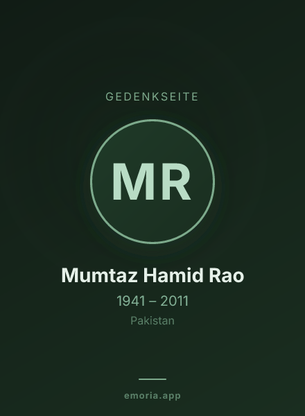 Gedenkportrait von Mumtaz Hamid Rao