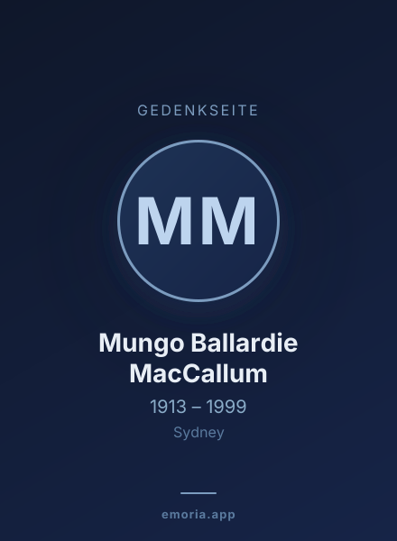 Gedenkportrait von Mungo Ballardie MacCallum