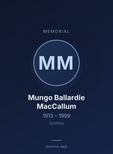 Memorial portrait of Mungo Ballardie MacCallum