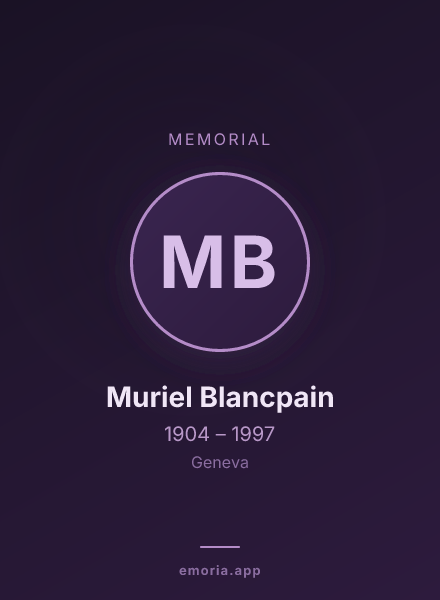 Memorial portrait of Muriel Blancpain