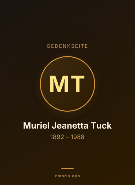 Gedenkportrait von Muriel Jeanetta Tuck
