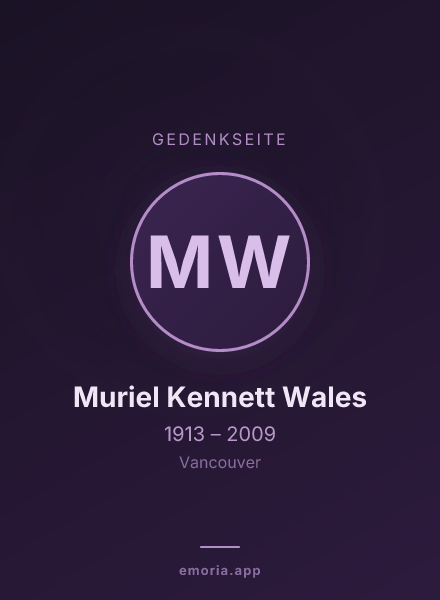 Gedenkportrait von Muriel Kennett Wales