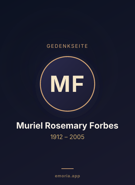 Gedenkportrait von Muriel Rosemary Forbes