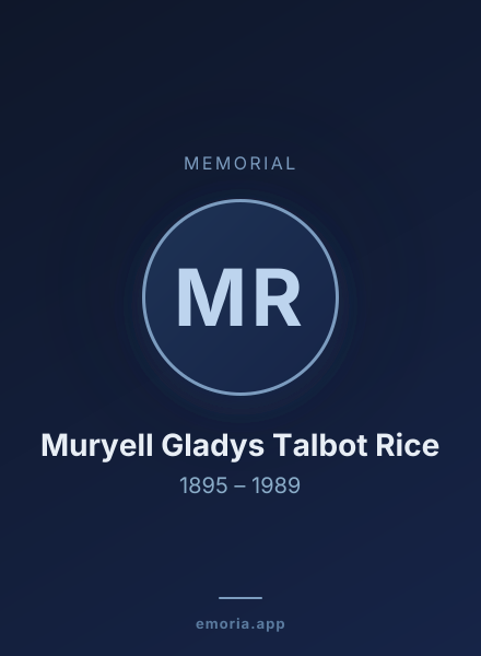 Memorial portrait of Muryell Gladys Talbot Rice