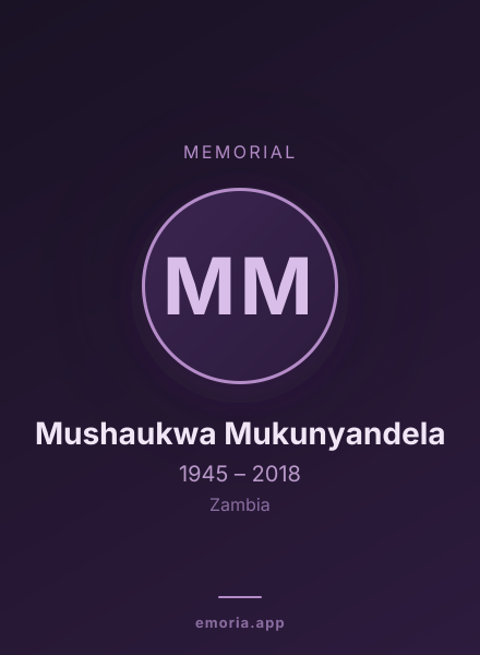 Memorial portrait of Mushaukwa Mukunyandela